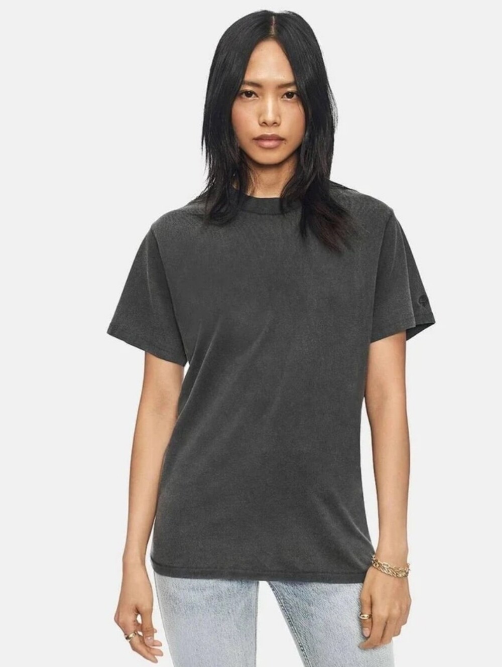 Anine Bing Cotton Gray Washed Tee